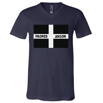 Proper Ansom Cornish Saying Cornwall V-Neck T-Shirt