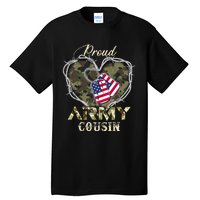 Proud Army Cousin With Heart American Flag For Veteran Tall T-Shirt