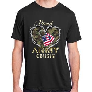 Proud Army Cousin With Heart American Flag For Veteran Adult ChromaSoft Performance T-Shirt