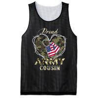 Proud Army Cousin With Heart American Flag For Veteran Mesh Reversible Basketball Jersey Tank