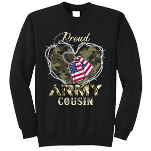 Proud Army Cousin With Heart American Flag For Veteran Tall Sweatshirt