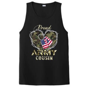 Proud Army Cousin With Heart American Flag For Veteran PosiCharge Competitor Tank