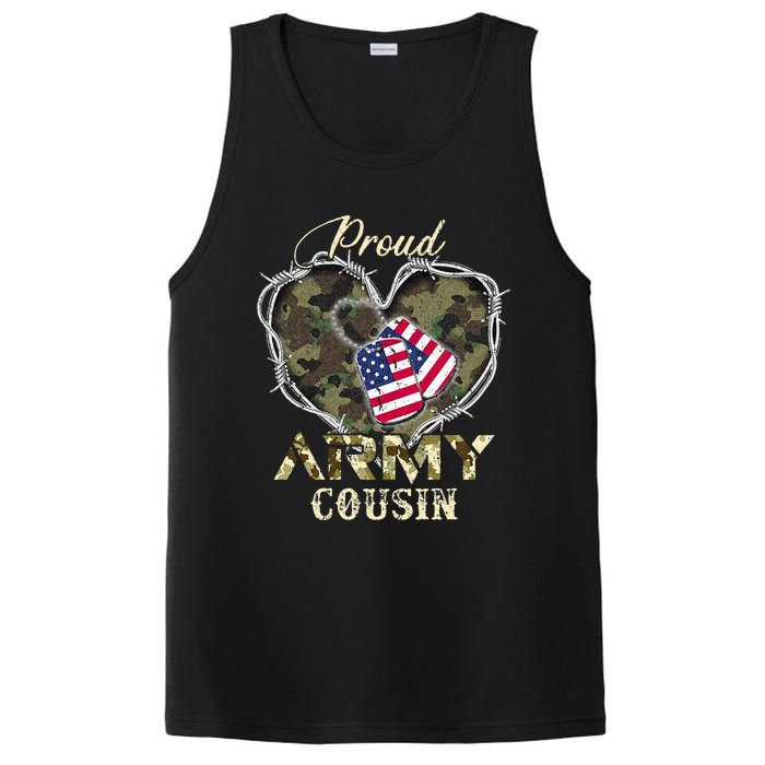 Proud Army Cousin With Heart American Flag For Veteran PosiCharge Competitor Tank