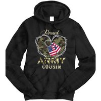 Proud Army Cousin With Heart American Flag For Veteran Tie Dye Hoodie