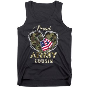 Proud Army Cousin With Heart American Flag For Veteran Tank Top