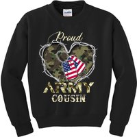 Proud Army Cousin With Heart American Flag For Veteran Kids Sweatshirt