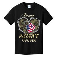 Proud Army Cousin With Heart American Flag For Veteran Kids T-Shirt