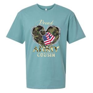 Proud Army Cousin With Heart American Flag For Veteran Sueded Cloud Jersey T-Shirt