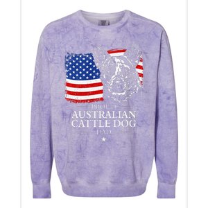 Proud Australian Cattle Dog Dad American Flag Patriotic Dog Colorblast Crewneck Sweatshirt