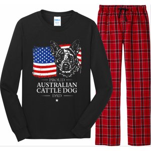 Proud Australian Cattle Dog Dad American Flag Patriotic Dog Long Sleeve Pajama Set