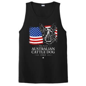 Proud Australian Cattle Dog Dad American Flag Patriotic Dog PosiCharge Competitor Tank