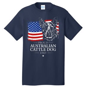 Proud Australian Cattle Dog Dad American Flag Patriotic Dog Tall T-Shirt