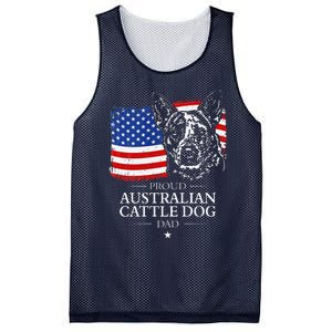 Proud Australian Cattle Dog Dad American Flag Patriotic Dog Mesh Reversible Basketball Jersey Tank