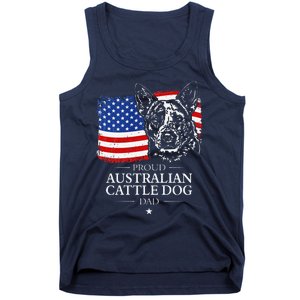 Proud Australian Cattle Dog Dad American Flag Patriotic Dog Tank Top