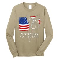 Proud Australian Cattle Dog Dad American Flag Patriotic Dog Long Sleeve Shirt