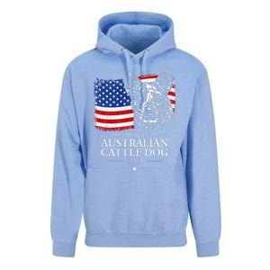 Proud Australian Cattle Dog Dad American Flag Patriotic Dog Unisex Surf Hoodie