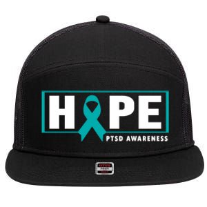 Ptsd Awareness Cute Gift Funny Gift Teal Ribbon Hope Ptsd Awareness Cute Gift 7 Panel Mesh Trucker Snapback Hat