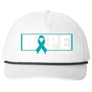 Ptsd Awareness Cute Gift Funny Gift Teal Ribbon Hope Ptsd Awareness Cute Gift Snapback Five-Panel Rope Hat