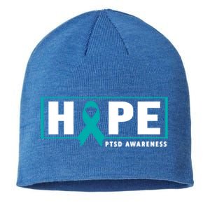 Ptsd Awareness Cute Gift Funny Gift Teal Ribbon Hope Ptsd Awareness Cute Gift Sustainable Beanie