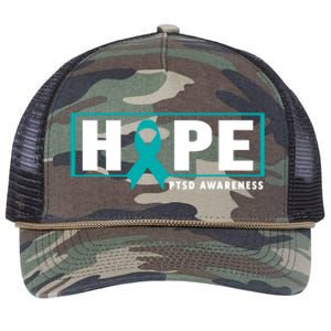 Ptsd Awareness Cute Gift Funny Gift Teal Ribbon Hope Ptsd Awareness Cute Gift Retro Rope Trucker Hat Cap