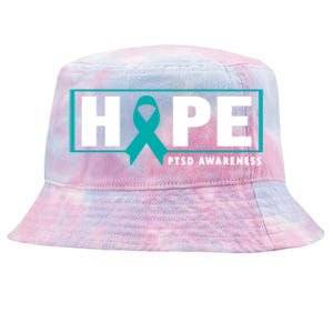 Ptsd Awareness Cute Gift Funny Gift Teal Ribbon Hope Ptsd Awareness Cute Gift Tie-Dyed Bucket Hat