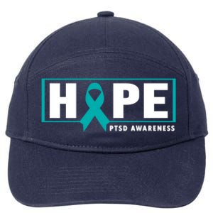 Ptsd Awareness Cute Gift Funny Gift Teal Ribbon Hope Ptsd Awareness Cute Gift 7-Panel Snapback Hat