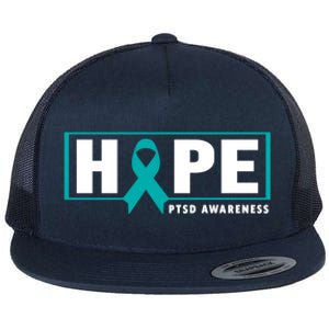 Ptsd Awareness Cute Gift Funny Gift Teal Ribbon Hope Ptsd Awareness Cute Gift Flat Bill Trucker Hat