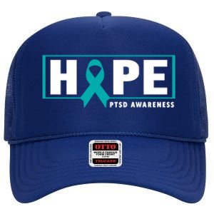 Ptsd Awareness Cute Gift Funny Gift Teal Ribbon Hope Ptsd Awareness Cute Gift High Crown Mesh Back Trucker Hat