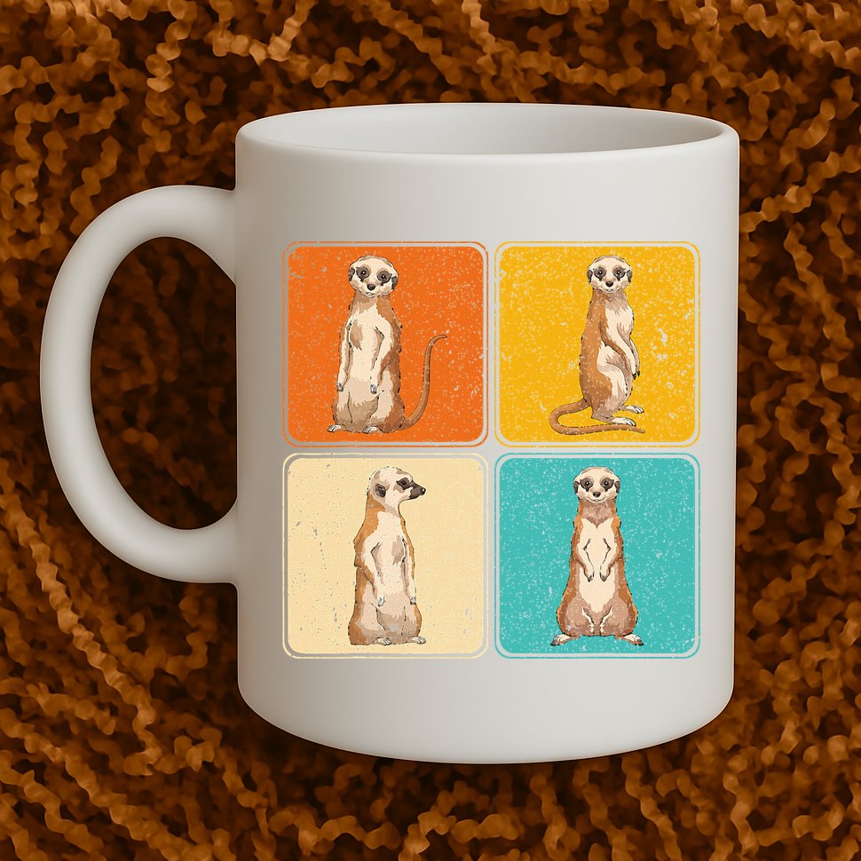 Pop Art Cute Africa Zoo Animal Lover Meerkat Mug