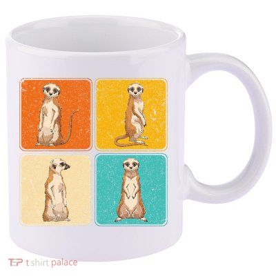 Pop Art Cute Africa Zoo Animal Lover Meerkat 11oz C Handle Ceramic Mug