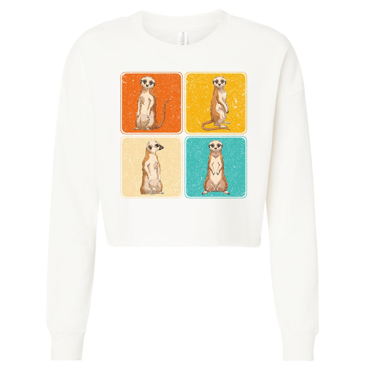 Pop Art Cute Africa Zoo Animal Lover Meerkat Cropped Pullover Crew