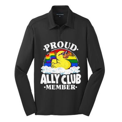 Proud Ally Club Member Rubber Duck Rainbow Gay Lesbian LGBT Silk Touch Performance Long Sleeve Polo