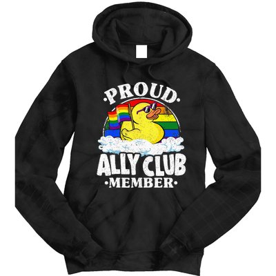 Proud Ally Club Member Rubber Duck Rainbow Gay Lesbian LGBT Tie Dye Hoodie