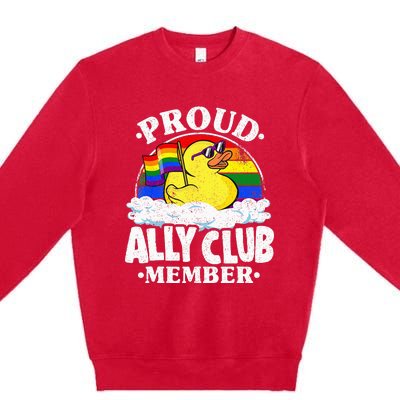 Proud Ally Club Member Rubber Duck Rainbow Gay Lesbian LGBT Premium Crewneck Sweatshirt