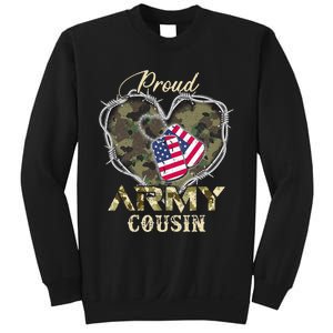 Proud Army Cousin With Heart American Flag For Veteran Sweatshirt