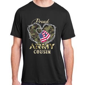 Proud Army Cousin With Heart American Flag For Veteran Adult ChromaSoft Performance T-Shirt