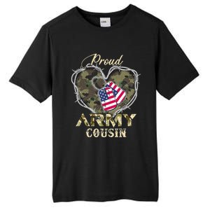 Proud Army Cousin With Heart American Flag For Veteran Tall Fusion ChromaSoft Performance T-Shirt