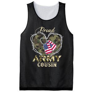 Proud Army Cousin With Heart American Flag For Veteran Mesh Reversible Basketball Jersey Tank