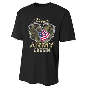 Proud Army Cousin With Heart American Flag For Veteran Performance Sprint T-Shirt