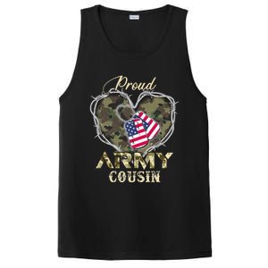 Proud Army Cousin With Heart American Flag For Veteran PosiCharge Competitor Tank