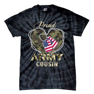 Proud Army Cousin With Heart American Flag For Veteran Tie-Dye T-Shirt