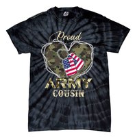 Proud Army Cousin With Heart American Flag For Veteran Tie-Dye T-Shirt