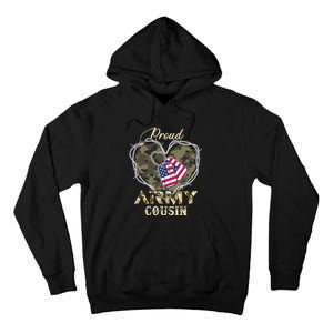 Proud Army Cousin With Heart American Flag For Veteran Tall Hoodie