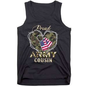 Proud Army Cousin With Heart American Flag For Veteran Tank Top