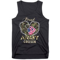 Proud Army Cousin With Heart American Flag For Veteran Tank Top