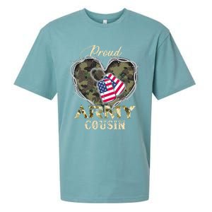 Proud Army Cousin With Heart American Flag For Veteran Sueded Cloud Jersey T-Shirt