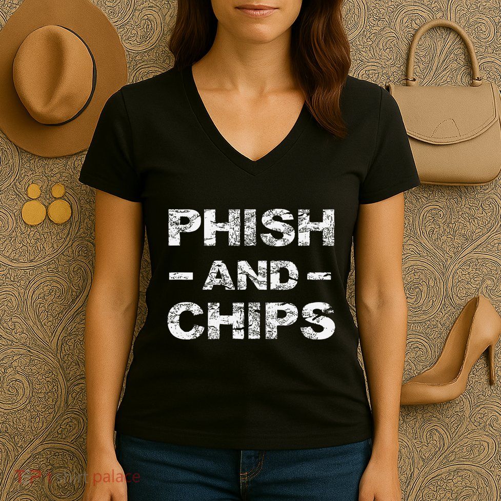P.H.I.S.H And Chips Funny Hacker Women's V-Neck T-Shirt