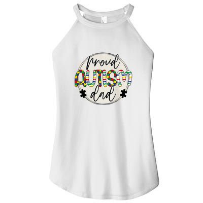 Proud Autism Dad Autism Awareness Month Father's Day Women’s Perfect Tri Rocker Tank