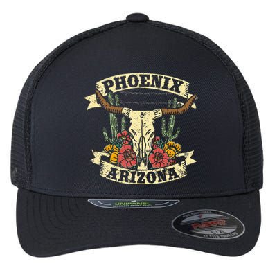 Phoenix Arizona Design Desert Vintage Cactus Flexfit Unipanel Trucker Cap