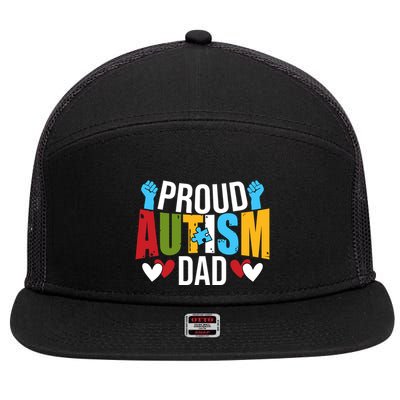 Proud Autism Dad Autism Awareness Day 7 Panel Mesh Trucker Snapback Hat